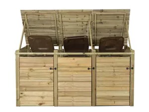 Wooden Wheelie Bin Store (Triple, Light green (Natural)