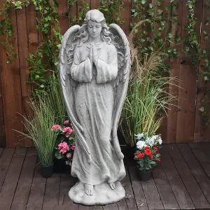 Large Stone Cast Praying Angel Memorial Statue