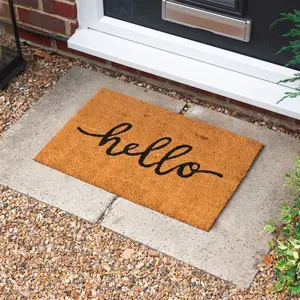 Nicola Spring - Coir Door Mat - Hello 1.6cm H x 60cm L x 40cm W