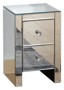 GFW Mirrored 2 Drawer Slim Chest Clear