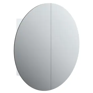 Berkfield Bathroom Cabinet with Round Mirror&LED White 54x54x17.5 cm