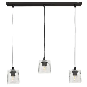 Luminosa Santos Straight Bar Pendant Ceiling Light Czarny, Transparentny 60cm