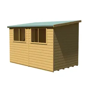 Shire Norfolk Workshop Pent Shed 10x6 Double Door 19mm Loglap Style A