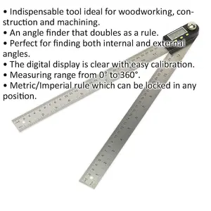 300mm Digital Angle Rule - Digital Display - Metric & Imperial - Angle Finder