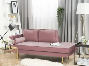 Left Hand Velvet Chaise Lounge Pink MIRAMAS