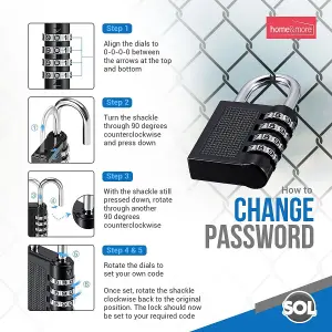 4 Digit Combination Padlock with Code, Locker Padlocks, Padlock for Gym Locker, Coded Padlock, Pad Lock, Suitcase Lock