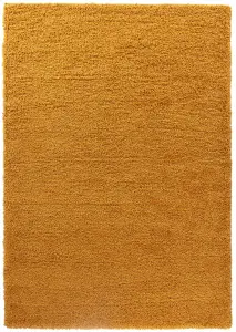 Serdim Rugs Plain Living Room Shaggy Area Rugs Gold 60x110 cm