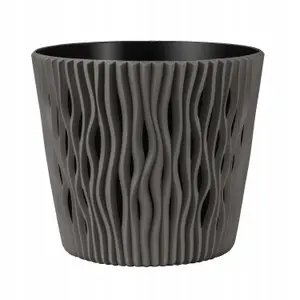 Indoor Plant Pots with Insert Plastic Flowerpot Small Large Grey 26cm