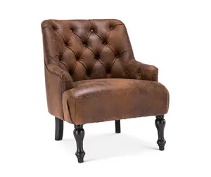 Faux Leather Suede Brown Armina Accent Chair