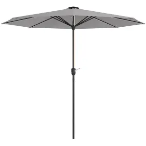 Outsunny Solar Patio Garden Parasol with Lights for Outdoor, Light Grey