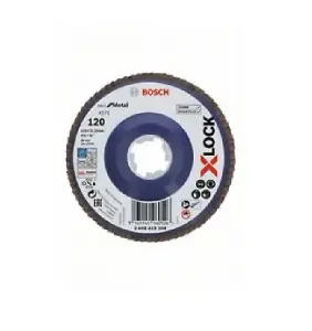 Bosch Professional X-LOCK Flap Discs - Straight Version, Plastic Plate - 115mm - G 120 - X571 - Best for Metal