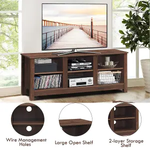 Costway TV Stand for TVs up to 55" Wooden 6 Storage Compartments TV Cabinet Table