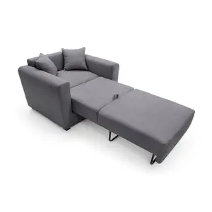 Olly Linen Single Sofa Bed in Dark Grey