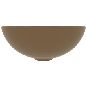 Bathroom Sink Ceramic Matt Cream Round