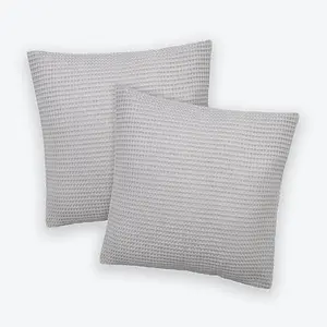 Hotel Waffle Cushion Covers Two Pack - Dove Grey, 50 x 50cm