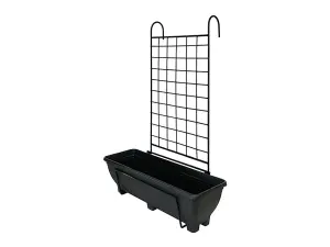 Balcony/Fence Holder - Plain Trellis Back Planter Holder - Charcoal