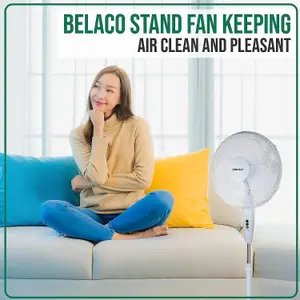 Belaco 16"  Stand Fan - White - Height Adjustable