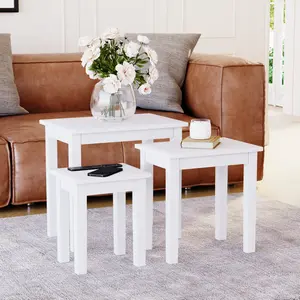 Analynn 3 Piece Nest of Tables White / White