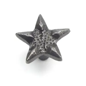 Oakcrafts - Small Antique Cast Iron Star Cabinet Knob - Approx 35mm - Pack of 4