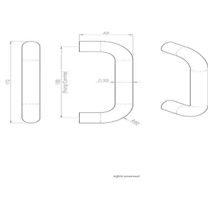 Round D Bar Pull Handle 22mm Dia 150mm Fixing Centres Satin Stainless Steel