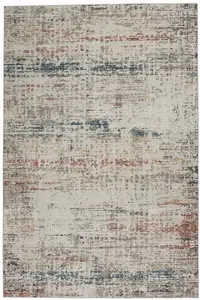 Light Grey Multi Rustic Textures Luxurious Modern Abstract Bedroom & Living Room Rug -66 X 230cm (Runner)