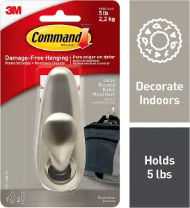 Command Large Forever Classic Brushed Nickel Metal Hook FC13-BN