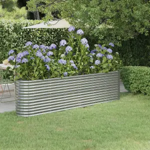 Berkfield Garden Planter Powder-coated Steel 260x40x68 cm Silver