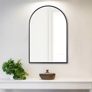 Mcfarren Metal Flat Wall Mirror Matte Black/Bevel Edge