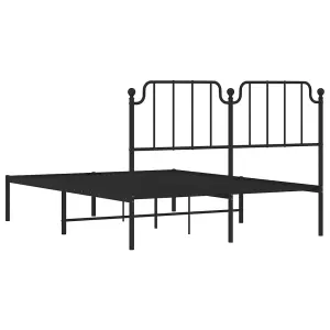 Berkfield Metal Bed Frame without Mattress with Headboard Black 140x200cm