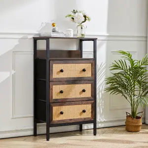 Rattan Storage Cabinet with 3 Drawers and Shelf