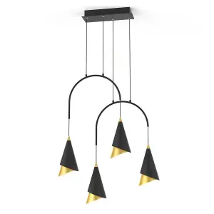 Luminosa Modern LED Hanging Pendant Black, Gold, Warm White 3000K 588lm