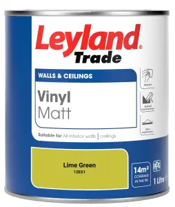 Leyland Trade Vinyl Matt Walls & Ceilings Emulsion Paint Lime Green (12E51) 1L