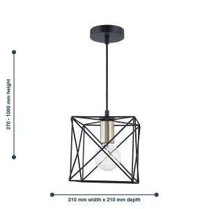 First Choice Lighting Geosphere Matt Black with Brushed Gold Pendant Ceiling Light