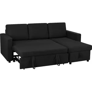 Yaheetech Black Reversible Sectional Sofa with Chaise for Limited Spaces