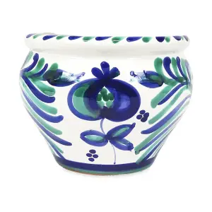 Granada Hand Painted White Outdoor Garden Patio Terrace Bola Plant Pot (D) 25cm