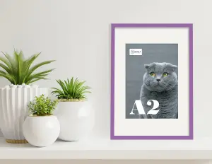 A2 Purple Picture Frame With Mount for A3 (29.7 x 42cm - 11.7 x 16.5in) Poster, Photo, Artwork, or Print.