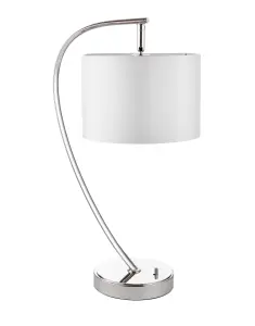 Anson Lighting River Table light finished in Bright nickel plate and vintage white fabric