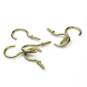 SCREWD 31mm Brass Plated Cup Hook Kit for Creating Extra Room in the Kitchen, Bathroom and Office - Pack of 30