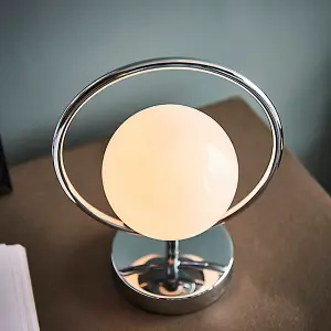 Shalo Chrome with Opal Glass Shade Trendy 1 Light Table Light