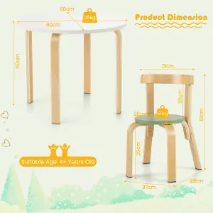 Costway 5-Piece Kids Table and Chair Set Children Wooden Activity Table 4 Curved Chairs