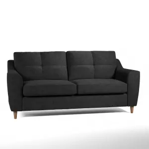 Baxter Charcoal Tufted Fabric 3 Seater Sofa