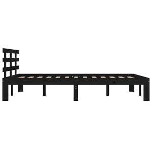 Berkfield Bed Frame Black Solid Wood 150x200 cm King Size