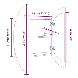 Berkfield Bathroom Cabinet with Round Mirror&LED White 54x54x17.5 cm