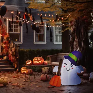 SO 106cm Halloween Inflatable Ghost with Purple Witch Hat