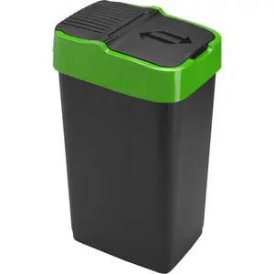 Plastic Swing Top Rubbish Bin Green / 21 / 51cm H x 26cm W x 33cm D