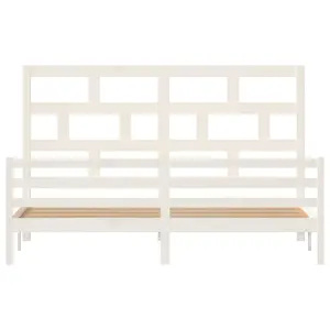 Berkfield Bed Frame White Solid Wood Pine 200x200 cm