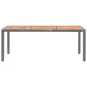 Berkfield Garden Table Grey 190x90x75 cm Poly Rattan and Solid Acacia Wood