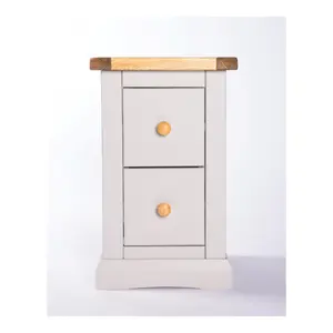 Loreo 2 Drawer Petite Bedside Table Wood Knob