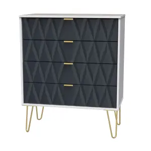 Diamond Ready assembled Matt indigo & white 4 Drawer Chest of drawers (H)885mm (W)765mm (D)415mm