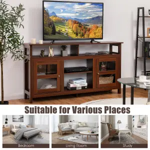 Costway TV Stand for 65" TV Fireplace TV Stand Entertainment Center Storage Cupboard